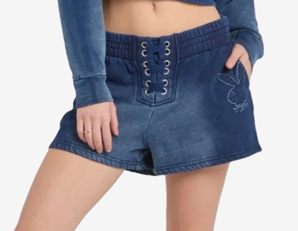 Playboy Fray Boy Lace Up Short NWT XS oversized fit $36 retail